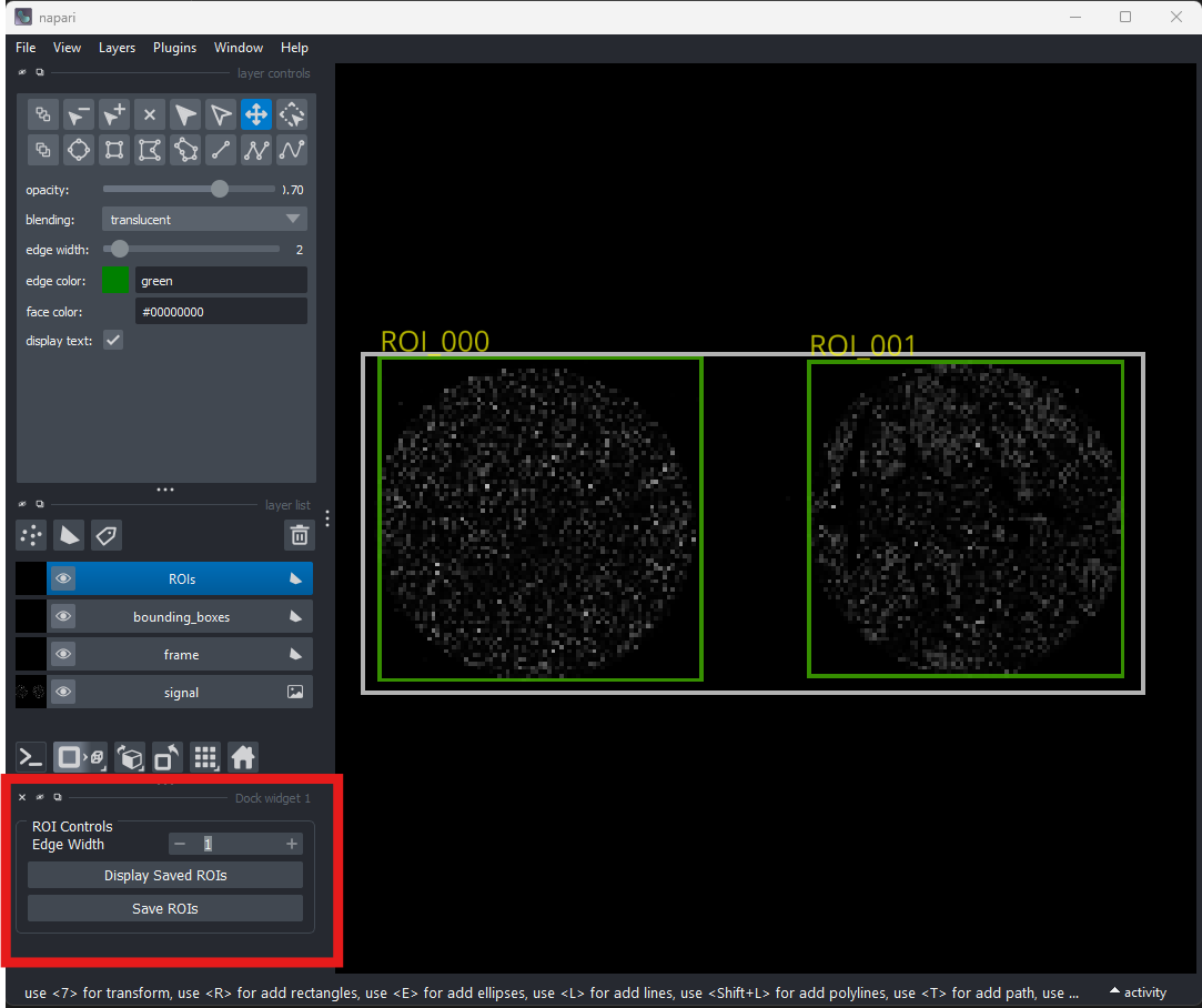 A screenshot of the Napari Widgets